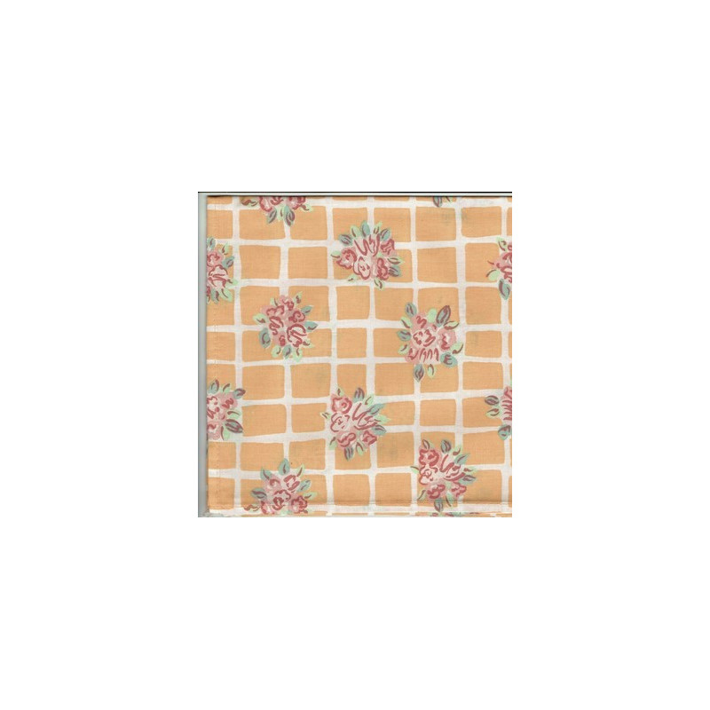 serviette carreaux fleuris orangé