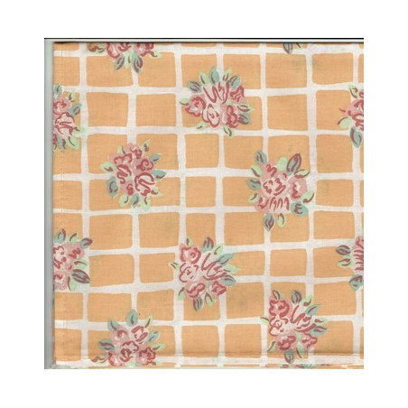 serviette carreaux fleuris orangé