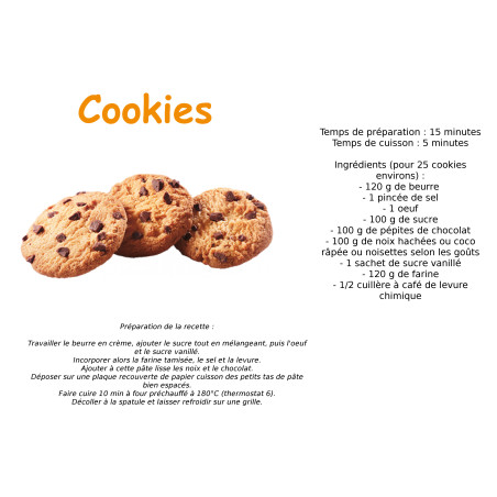 set recette cookies