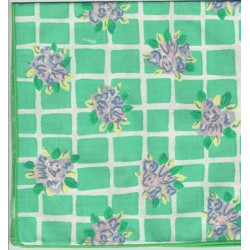 serviette carreaux fleuris vert