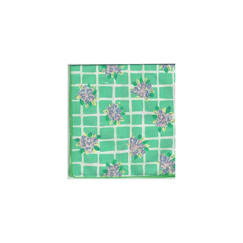 serviette carreaux fleuris vert